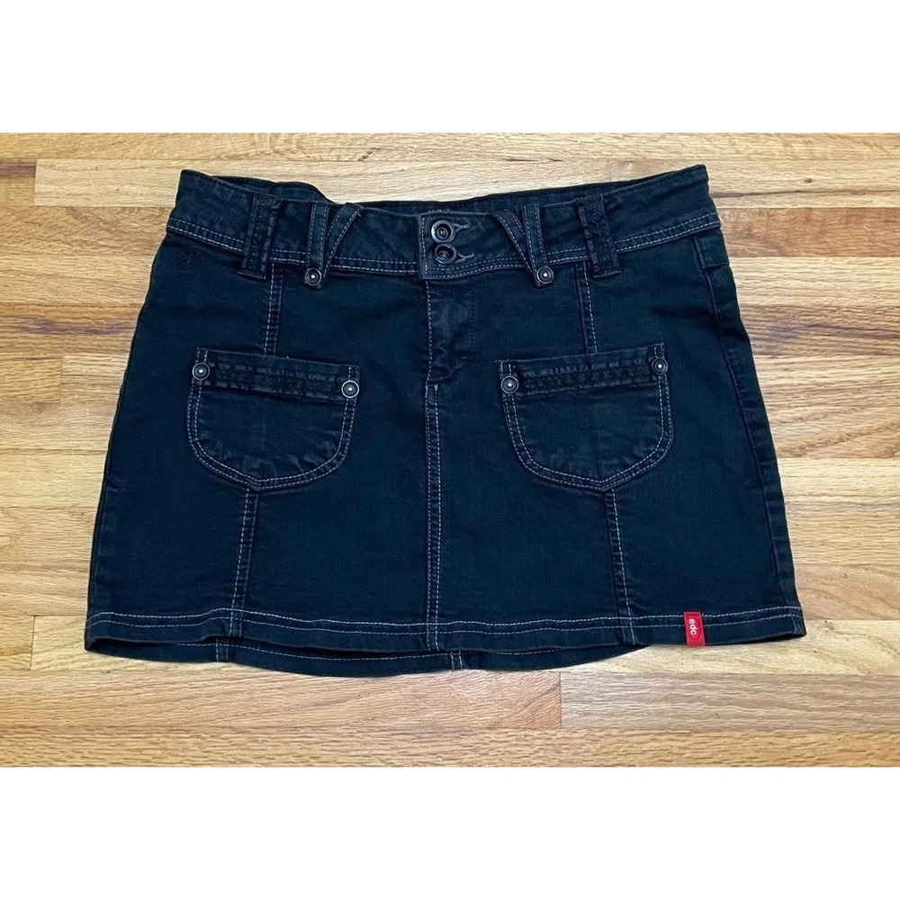 Edc by Esprit Women's‎ 36 Black Skirt Denim Cotton Mini Grunge Festival Y2k